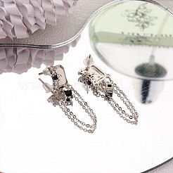 Losange en strass avec boucles d'oreilles pendantes à pompon en chaîne&nbsp;JE1032A