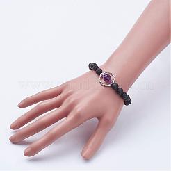 Natürliche Lava Rock Perlen Stretch Armbänder&nbsp;BJEW-JB02838