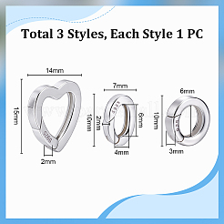 3 pièce 3 styles 925 anneaux de porte à ressort en argent sterling&nbsp;STER-PH0003-52