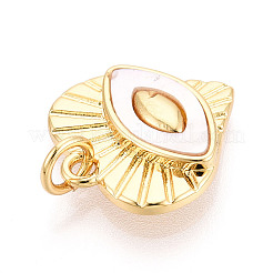Ciondoli a forma di cuore con malocchio in conchiglia naturale e pavé in ottone&nbsp;KK-N268-08G