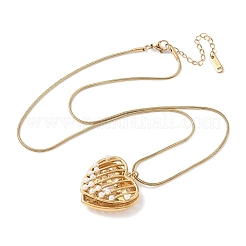 Collane con ciondolo a forma di cuore in acciaio inossidabile 304 con perle sintetiche in acrilico per donna&nbsp;NJEW-B151-01G