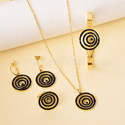 Spirale 304 Edelstahl Strass Anhänger Halsketten & Ohrstecker & Armreifen & Ringe Sets für Frauen&nbsp;FS-WG7CDFF-02