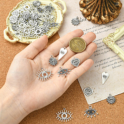 50 colgante de aleación de zinc de estilo tibetano con 5 estilos y ajustes de rhinestone.&nbsp;FIND-SC0019-10