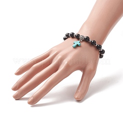 Braccialetti con ciondoli a croce turchesi sintetici tinti&nbsp;BJEW-JB09296