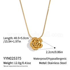 Minimalistische Halskette mit Rosenblütenanhänger aus Edelstahl 304 an runder Schlangenkette für Damen&nbsp;KV0581