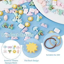80 Stück 8 Stile Sommer Thema opake Harz Decoden Cabochons&nbsp;CRES-OC0001-13