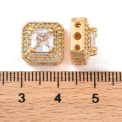 Perle di zirconi cubici trasparenti in micro pavè di ottone&nbsp;KK-S389-29G
