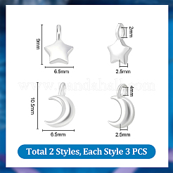 6 pz 2 stili 925 ciondoli a forma di luna e stella in argento sterling&nbsp;STER-PH0004-48