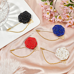 4 Uds. Broches de solapa de poliéster rosa de 4 colores para hombres&nbsp;JEWB-FG0001-20