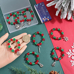 Serviettenringe aus Glasperlen mit Weihnachtsmotiv&nbsp;AJEW-SC00031