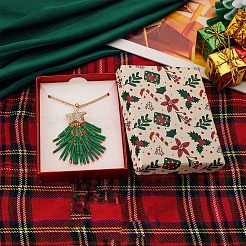 Halsketten mit Anhänger in Form eines grünen Weihnachtsbaums aus Messing&nbsp;FS-WG6FBF4-01