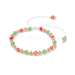 Weihnachtliches handgemachtes Armband aus Glasperlen und geflochtenen Glasperlen&nbsp;BJEW-MZ00249-01
