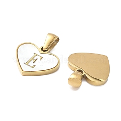 Acciaio inossidabile 304 pavé naturale bianco conchiglia a forma di cuore con ciondoli a fetta iniziale&nbsp;STAS-R168-25G-E