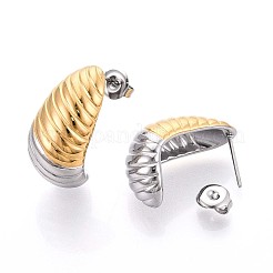 Zweifarbige Ohrstecker aus 304 Edelstahl&nbsp;EJEW-N059-15GP