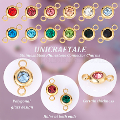 24 pz 12 colori 304 acciaio inossidabile strass connettore ciondoli&nbsp;STAS-UN0041-20