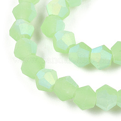 Fili di perle di vetro smerigliato bicono imitazione giada&nbsp;GLAA-F029-JM4mm-A01