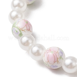 Stretch-Armbänder aus ABS-Kunststoff mit runden Perlen und Kunstperlen für Frauen&nbsp;BJEW-JB11606-03