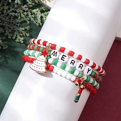 4 Stück 4 Stile Weihnachten 4mm rund Glass Seed Perlen Stretch Armband Sets&nbsp;BJEW-TA00500