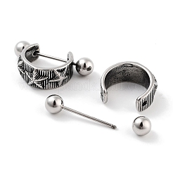 Boucles d'oreilles créoles en acier inoxydable chirurgical 316 avec bouclier en forme d'étoile&nbsp;EJEW-Z050-49AS