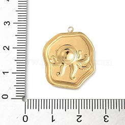Pendentifs en résine époxy en acier inoxydable 304 avec coquillage naturel et paillettes à l'intérieur&nbsp;STAS-L026-17G-L04
