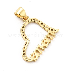 Porte micro ouvrent pendentifs zircone cubique en laiton de placage&nbsp;KK-K270-02G