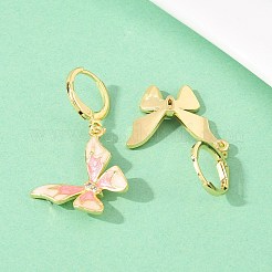 Orecchini a cerchio con micro pavé di zirconi cubici trasparenti in ottone a forma di farfalla&nbsp;EJEW-B154-02G