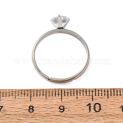 Anillos abiertos de acero inoxidable 304 con micropavé de circonita cúbica para mujer&nbsp;SA-CBA8B85-13P