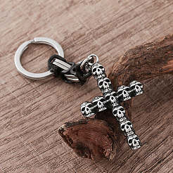 Totenkopf-Kreuz-Schlüsselanhänger aus Edelstahl 304&nbsp;HC7516
