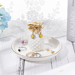 Porte-bague ananas en porcelaine&nbsp;DJEW-WH0010-66A