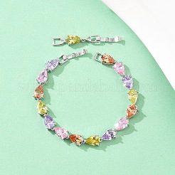 Bracelets de tennis en laiton platine sertis de micro-pavés de zircone cubique&nbsp;BJEW-B160-07P