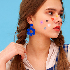 6 paio di orecchini pendenti in acrilico con fiori di 6 colori con perni in acciaio per donna&nbsp;EJEW-AN0004-03