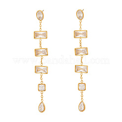 Orecchini pendenti da donna in acciaio inossidabile 304 con zirconi cubici&nbsp;MH4495