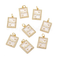 Pendentifs en laiton avec micro pavé de zircone cubique transparent pour la fête des mères&nbsp;X-ZIRC-A020-17G
