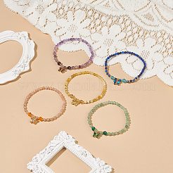 Ensemble de bracelets extensibles en perles de verre et pierres précieuses mélangées naturelles 5pcs 5 styles&nbsp;BJEW-JB08881