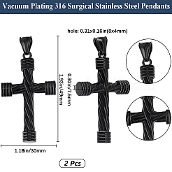 2 pendentif en acier inoxydable chirurgical 316&nbsp;STAS-BBC0006-13EB