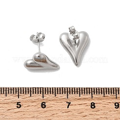 Pendientes de botón con forma de corazón de acero inoxidable 304&nbsp;EJEW-F398-01P