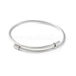 Brazalete abierto de acero inoxidable 304 con cuentas ovaladas&nbsp;X1-BJEW-C031-01P