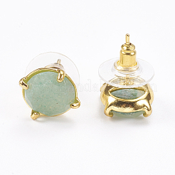 Natürliche grüne Aventurine Ohrstecker&nbsp;EJEW-L196-05C