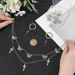 4 stücke 2 arten messing gedrehten ketten boot strap ketten & legierung siam strass schuhe charme sets&nbsp;HJEW-BM0001-06