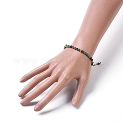 Bracelets de perles tressées de pierres précieuses naturelles et synthétiques&nbsp;BJEW-JB04215