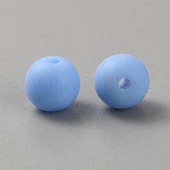Perles rondes givrées en acrylique&nbsp;FACR-WH0001-06A-10