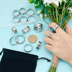 16 Stück 16 Stil 201 Edelstahl geriffelte Fingerring-Einstellungen&nbsp;STAS-UN0044-17