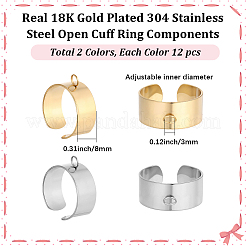 24 pièce de 2 couleurs de supports de bague en acier inoxydable 304&nbsp;STAS-BBC0010-09D