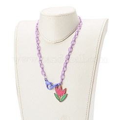 Colliers pendentifs fleurs acryliques transparents&nbsp;NJEW-JN03521-03