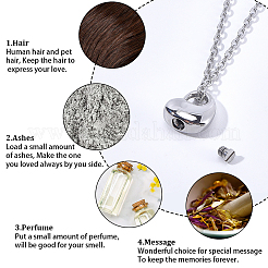 Collier avec pendentif en forme de cœur en acier inoxydable 304 pour cendres&nbsp;NJEW-CN0001-20P