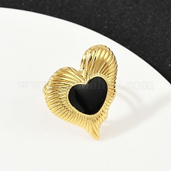 Herz 304 Edelstahl Emaille Fingerringe für Frauen&nbsp;RJEW-G355-09G