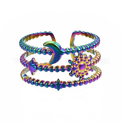 Sole & luna & anelli polsino stella&nbsp;RJEW-N038-017
