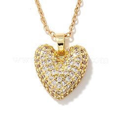 Collier élégant avec pendentif en forme de cœur romantique en laiton micro pavé en zircone cubique transparente pour femme&nbsp;XT9950-1