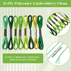 8 Knäuel 8 Farben 6-lagiges Polyester-Stickgarn&nbsp;OCOR-CY0002-09C