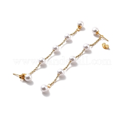 Orecchini pendenti a catena lunga con perle di plastica rotondi&nbsp;STAS-D179-04G-01